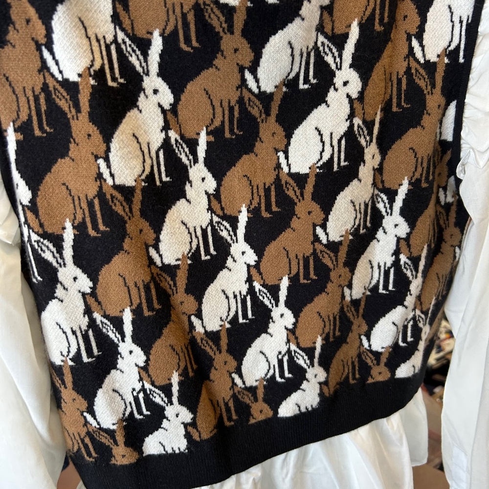 Maeve Rabbit Patterned Sweater Vest with Ruffle Sleeves - Picture 7 of 7